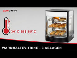 Warming display cabinet - 3 shelves - Black - 30°C to 85°C