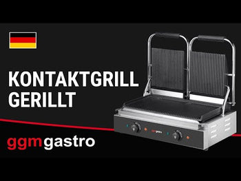 Grill kontaktowy - 3,6 kW - Ryflowana górna i dolna część - Powierzchnia grilla: 485x235 mm - Prime Gastro