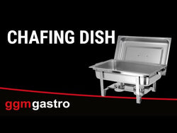(2 sztuki) Chafing dish / Podgrzewacz bufetowy – GN 1/1 – z pokrywką i nóżkami ze stali nierdzewnej