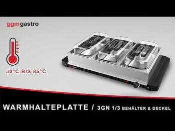 Płyta grzewcza/pojemnik termiczny na podczerwień – w zestawie 3 pojemniki GN 1/3 i pokrywki