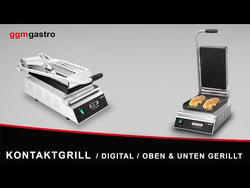 Grill kontaktowy / grill do hamburgerów – 2,8 kW – cyfrowy – ruszt górny i dolny – powierzchnia grillowania: 223 x 380 mm