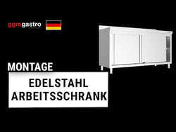 Stainless steel catering work cabinet ECO - 1600x700 mm - with sliding doors and back panel