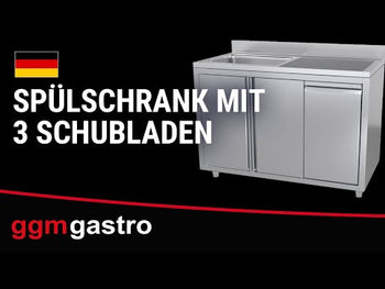 Sink cabinet - 1200x600 mm - with waste container & 1 sink on the right