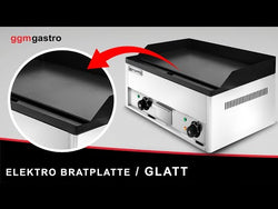 Płyta grillowa elektryczna - 4,4kW - Gładka - Powierzchnia: 600x335mm - nastawna