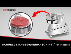 Manualna maszyna do formowania burgerów na 3 rozmiary – Ø 100 – Ø 130 – Ø 150 – srebrna
