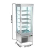 Panoramic display case – 670 mm – 430 L – with 5 shelves – silver