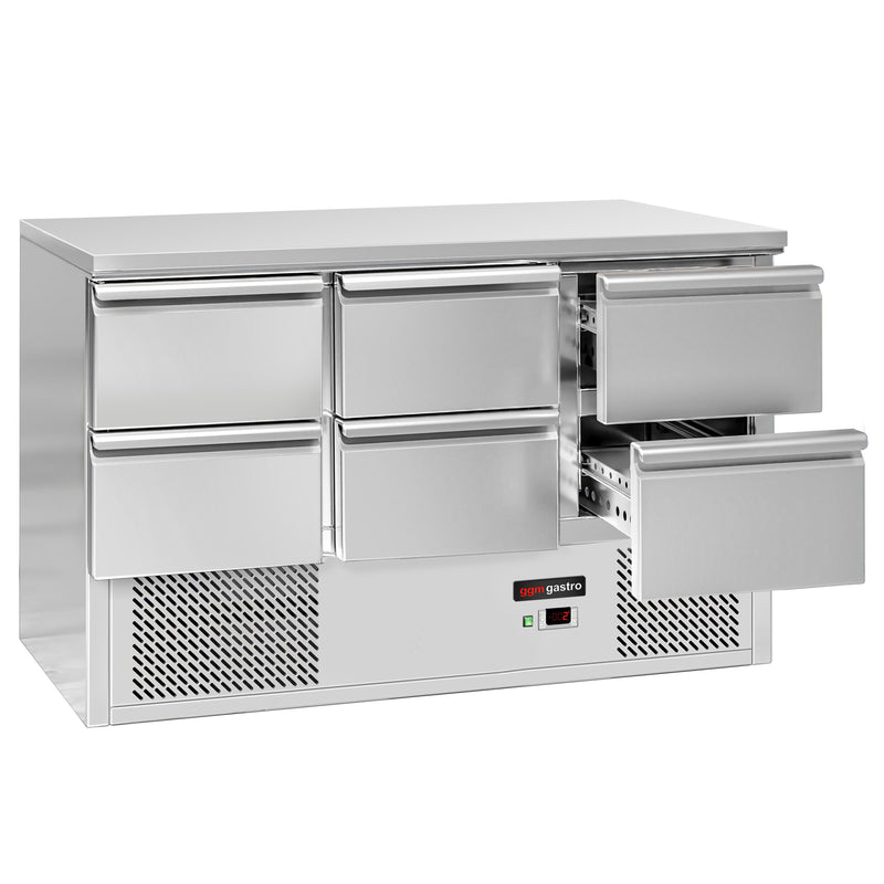 Stół chłodniczy PREMIUM - 1365x700mm - 368L - front Czarny - z 6 szufladami