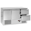 Stół chłodniczy ECO – 1370 x 700 mm – z 2 drzwiami i 2 szufladami – czarny panel przedni