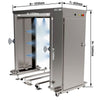 Urządzenie do dezynfekcji wózków sklepowych – stal nierdzewna – 1830 x 850 x 1640 mm – 50 W – z dyszami górnymi i bocznymi