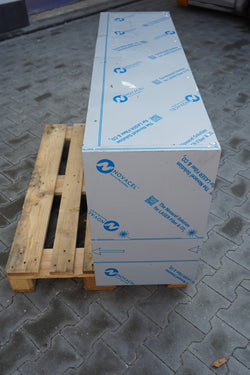 Szafka ścienna ze stali nierdzewnej - 1400x400 mm - z przesuwanymi szklanymi drzwiami - 650 mm wysokości