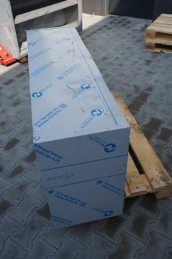Szafka ścienna ze stali nierdzewnej - 1400x400 mm - z przesuwanymi szklanymi drzwiami - 650 mm wysokości