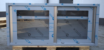 Szafka ścienna ze stali nierdzewnej - 1400x400 mm - z przesuwanymi szklanymi drzwiami - 650 mm wysokości - Prime Gastro