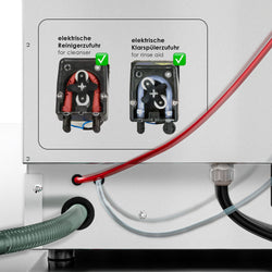 Dwupłaszczowa Zmywarka kapturowa - Elektroniczne - 7,1kW - z dozownikiem detergentu i nabłyszczacza, pompa spustowa/odpływowa