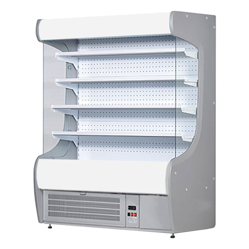 Wall-mounted refrigerated display cabinet - 1070 mm - with LED lighting &amp; 4 shelves - white front panel