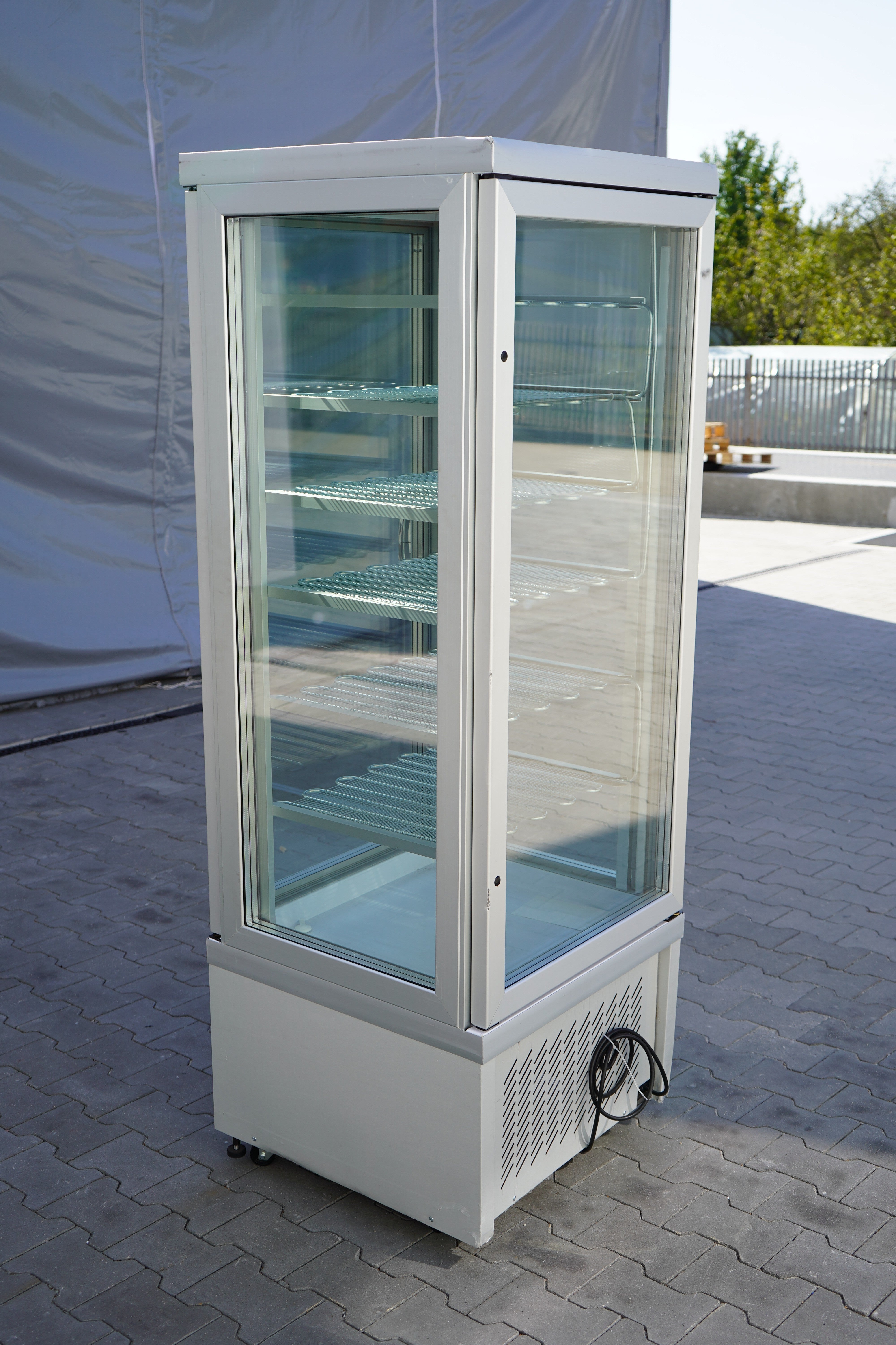 Panoramic freezer display cabinet - 430 liters - 670 mm - 6 shelves - silver