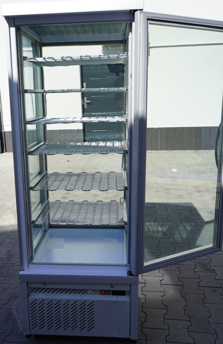 Panoramic freezer display cabinet - 430 liters - 670 mm - 6 shelves - silver