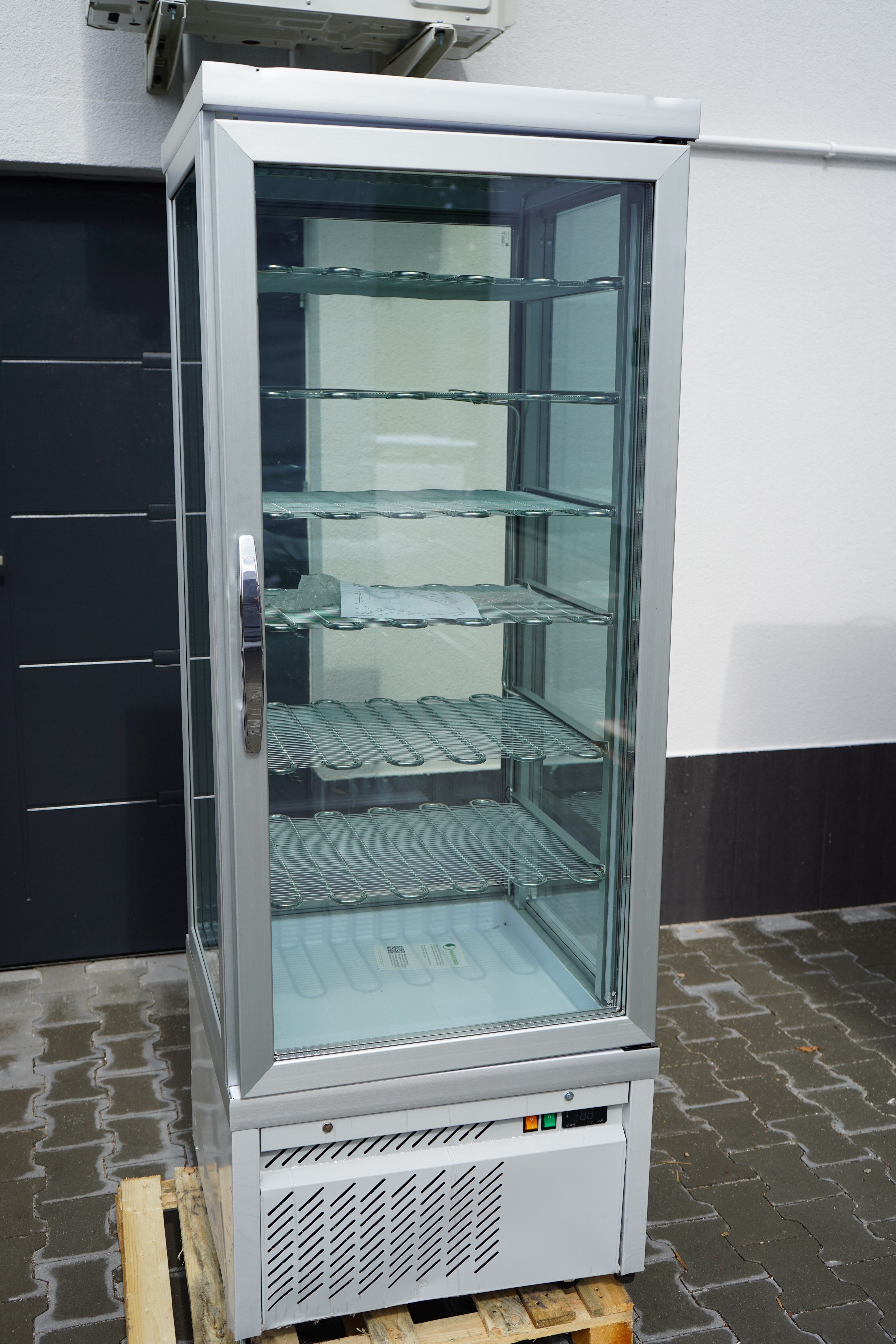 Panoramic freezer display cabinet - 430 liters - 670 mm - 6 shelves - silver