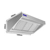Okap przyścienny – 1400 mm – 1200 m³/h – z silnikiem, regulatorem, filtrami i lampą