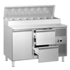 Stół przygotowawczy ECO – 1360 mm – na 7x GN 1/3 – z 1 drzwiami i 2 szufladami